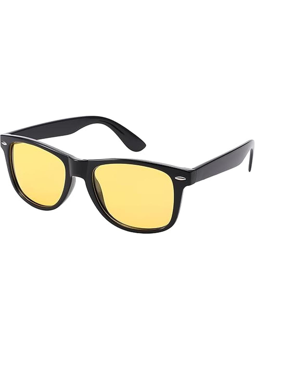 Arzonai Yellow Lens & Black Rectangle Sunglasses with UV Protected Lens