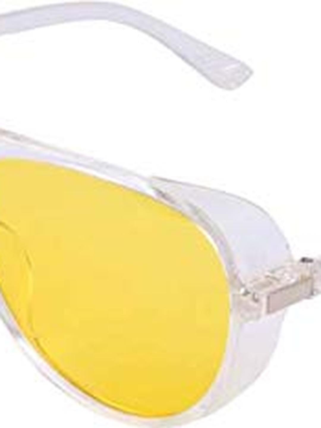 Arzonai Unisex White Frame With Yellow Plastic Sunglasses