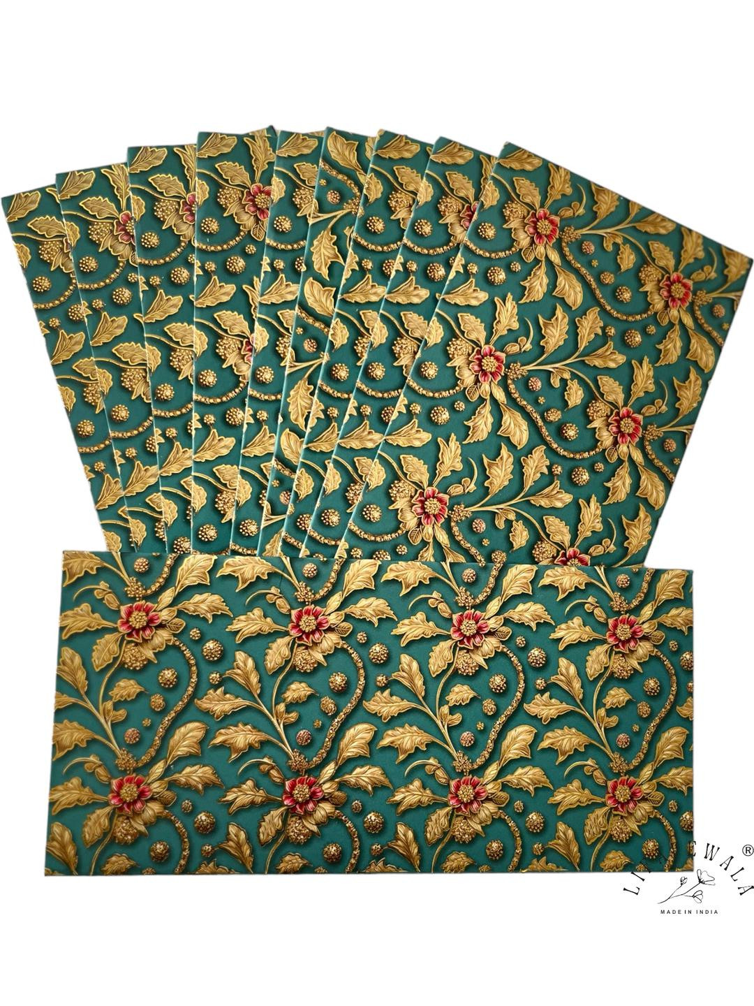 LIFAFEWALA Set of 10 Green Money Envelope