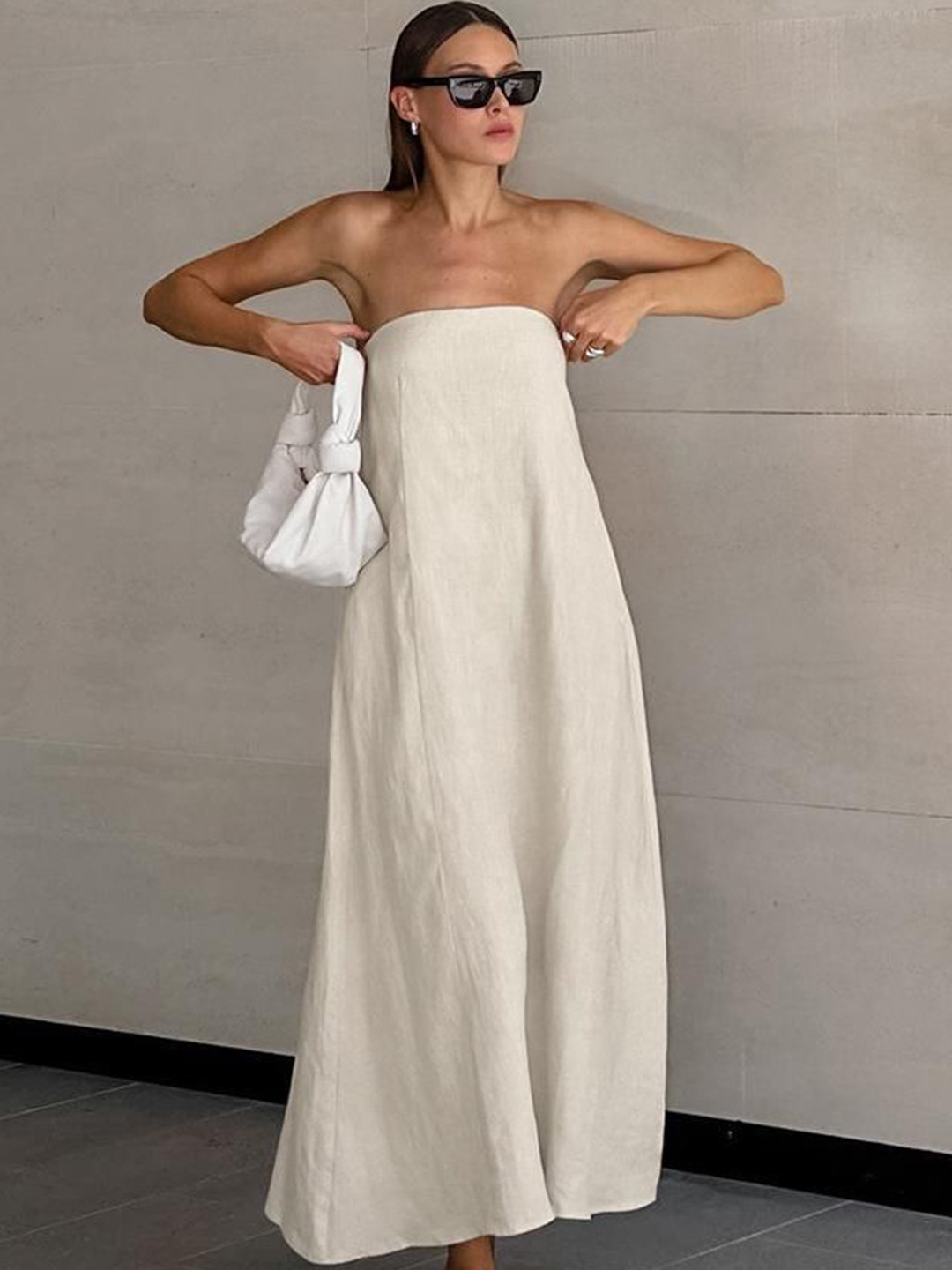 Miss Mosa By Akanksha  Women Beige Maisie Offshoulder Holiday Tube Dress