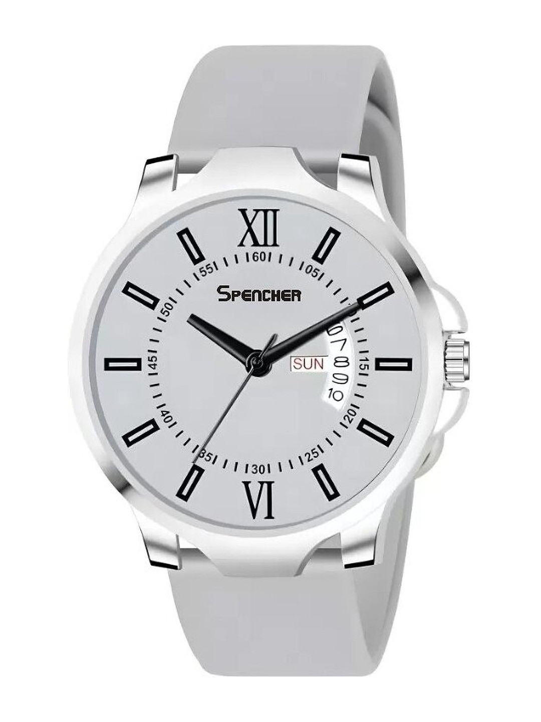 SPENCHER Men Brass Dial Watch SW Dope2 Silicone Strap Full Grey DDD