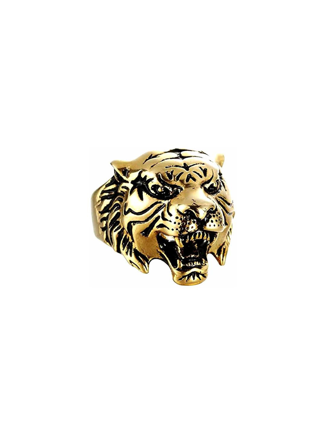 Vaiseema Gold Plated Tiger Head Ring