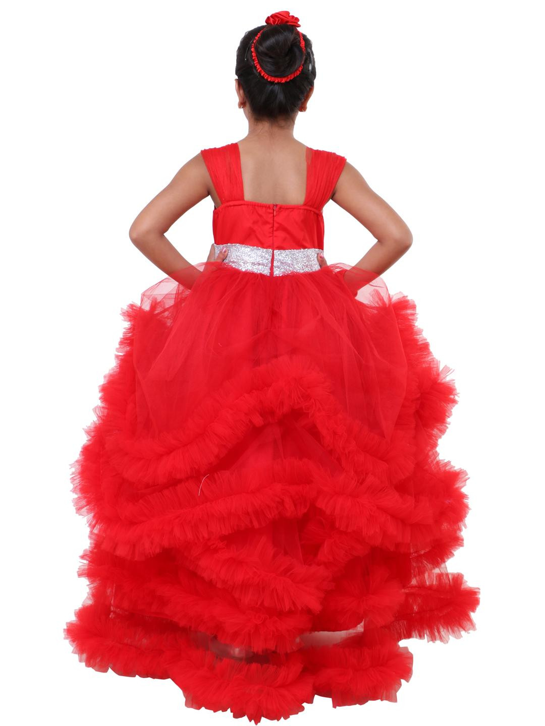 Shahina Fashion Satin Girls Ruffled Party Wear Dresses