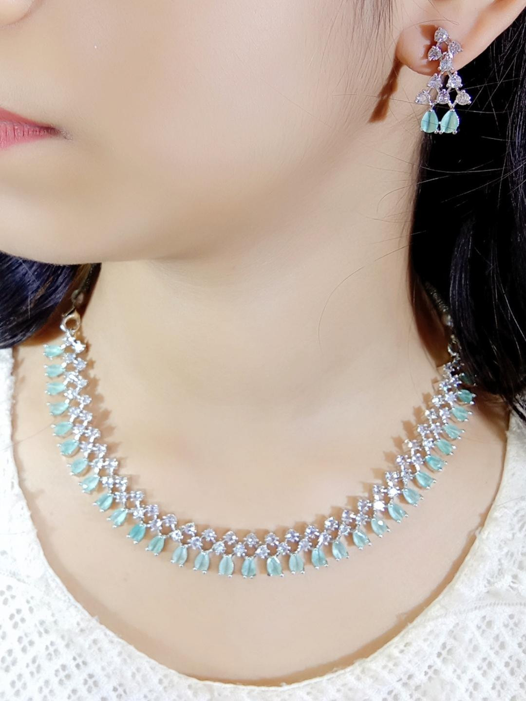 KRISHIKA JWELLERY Blue Brass Choker set