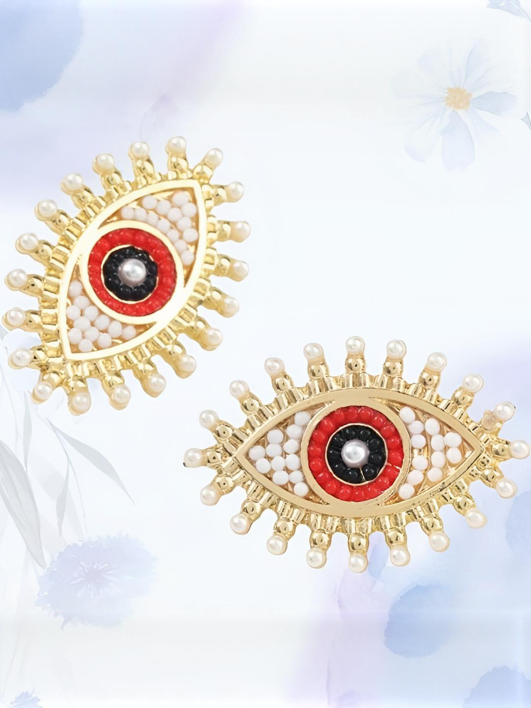 AKISON JEWELS Classic Eye Shaped Pearls Studs Earrings