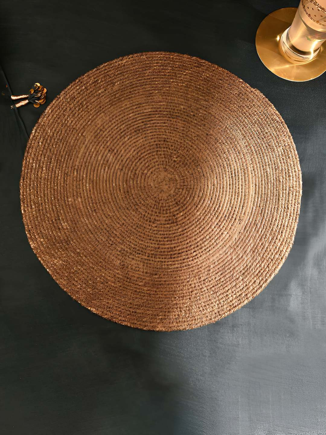 JAYPORE Brown Round Table Jute Placemat