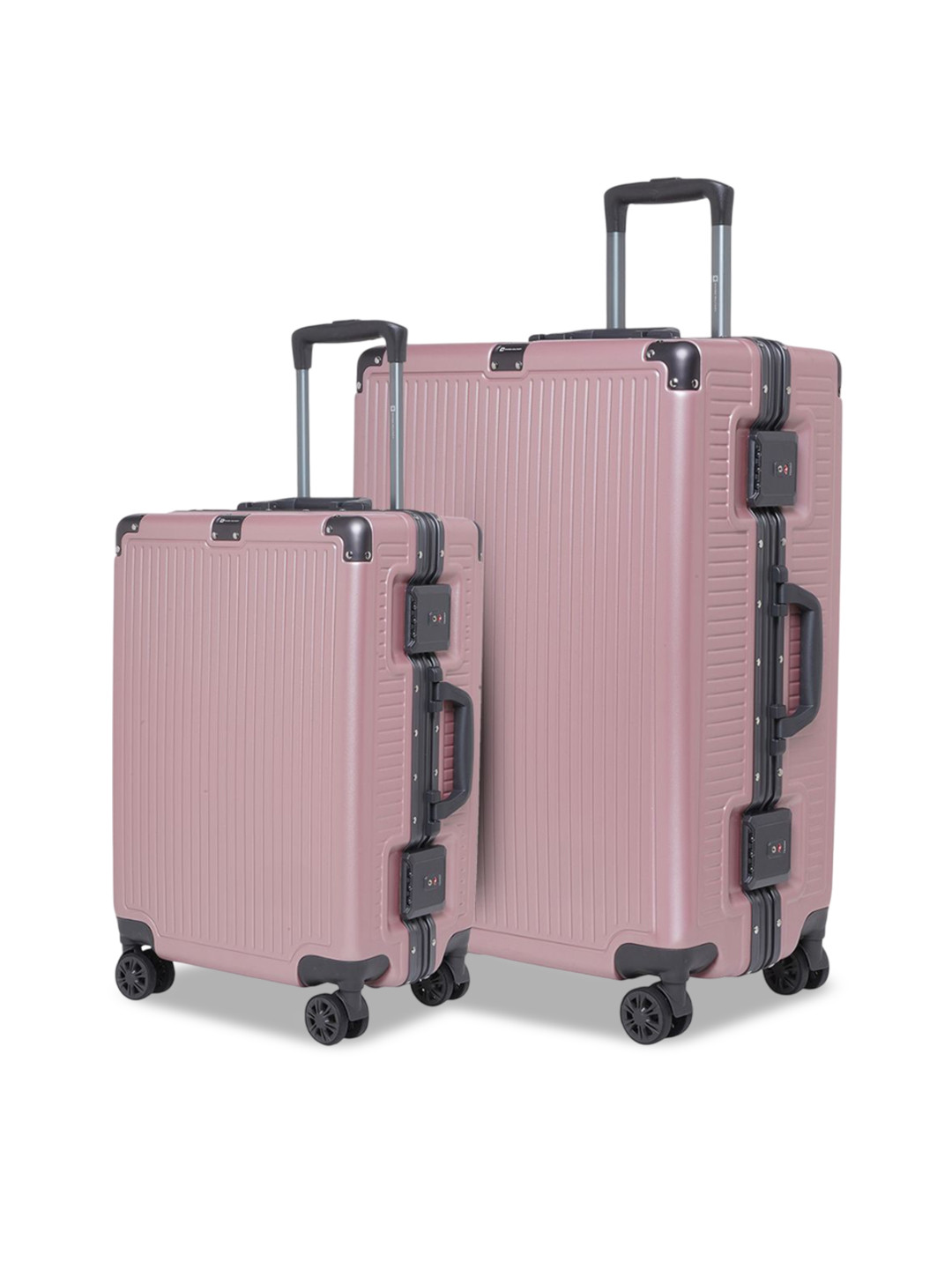 SWISS MILITARY Set of 2 Kinetic 8 Wheel Pc Body & Aluminium Frame Hard-Sided Trolley Bag