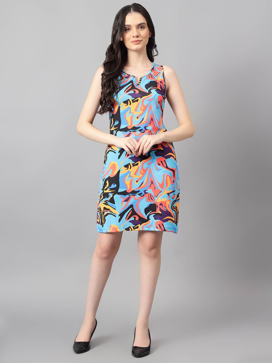 Stylecast X Kotty Abstract Print Keyhole Neck Bodycon Dress