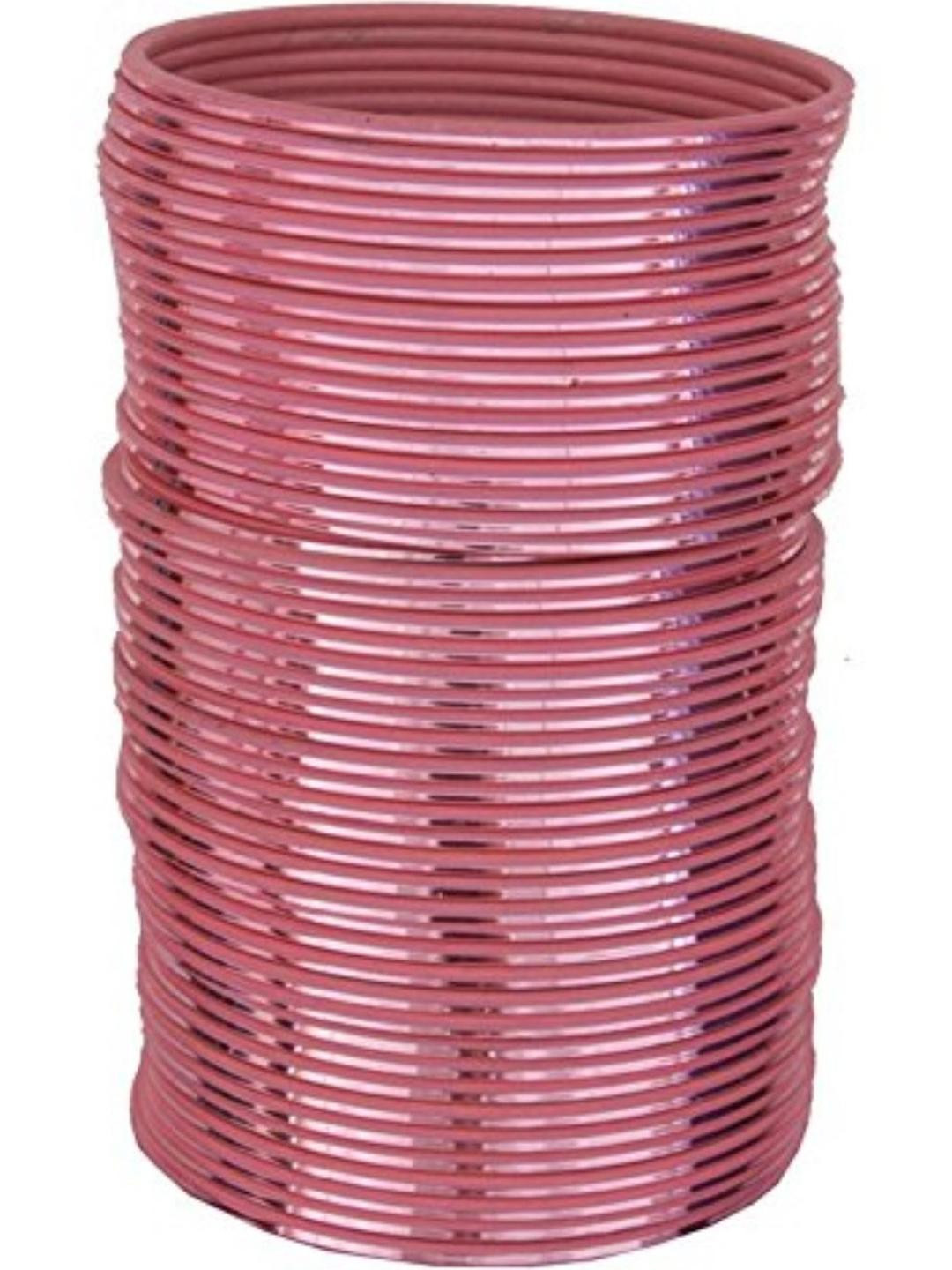 Guddan Set of 48 Gajri Pink Glossy Metal Bangles