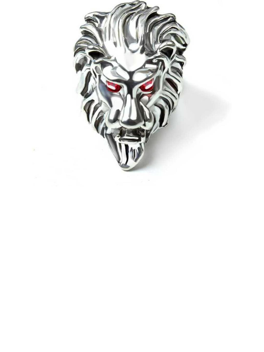Vaiseema Silver Plated Lion Head Ring