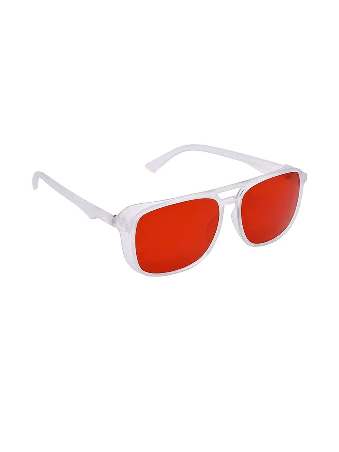 Arzonai Unisex Red & White Frame Wayfarer Sunglasses