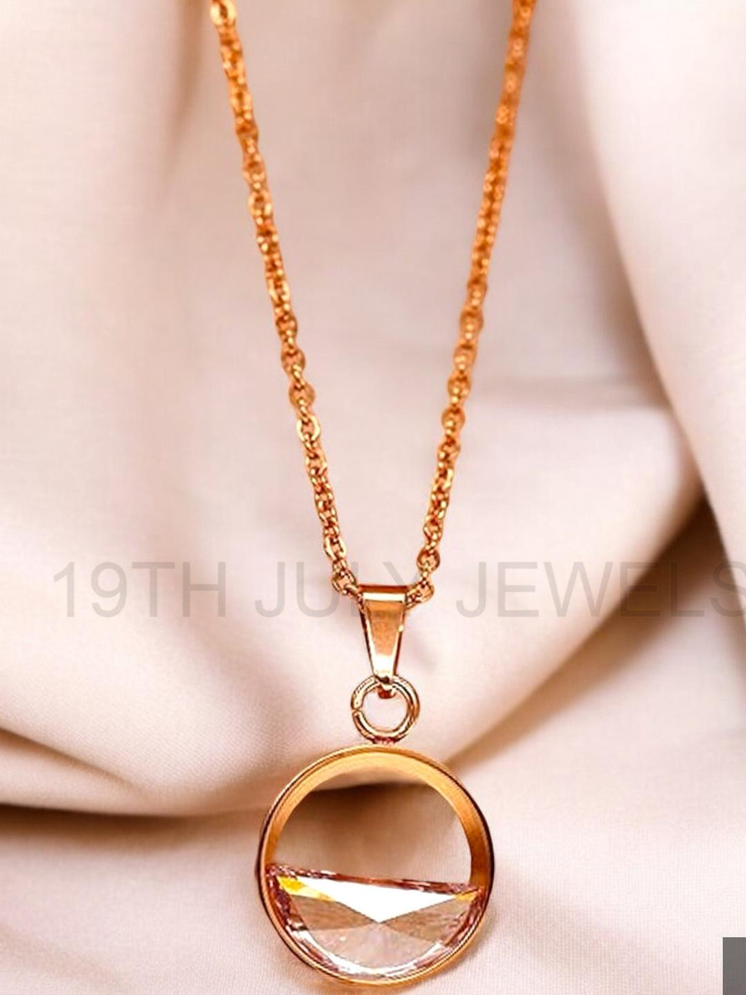 19TH JULY JEWELS Unisex Rose Gold-Plated Necklace With Circular Pendant