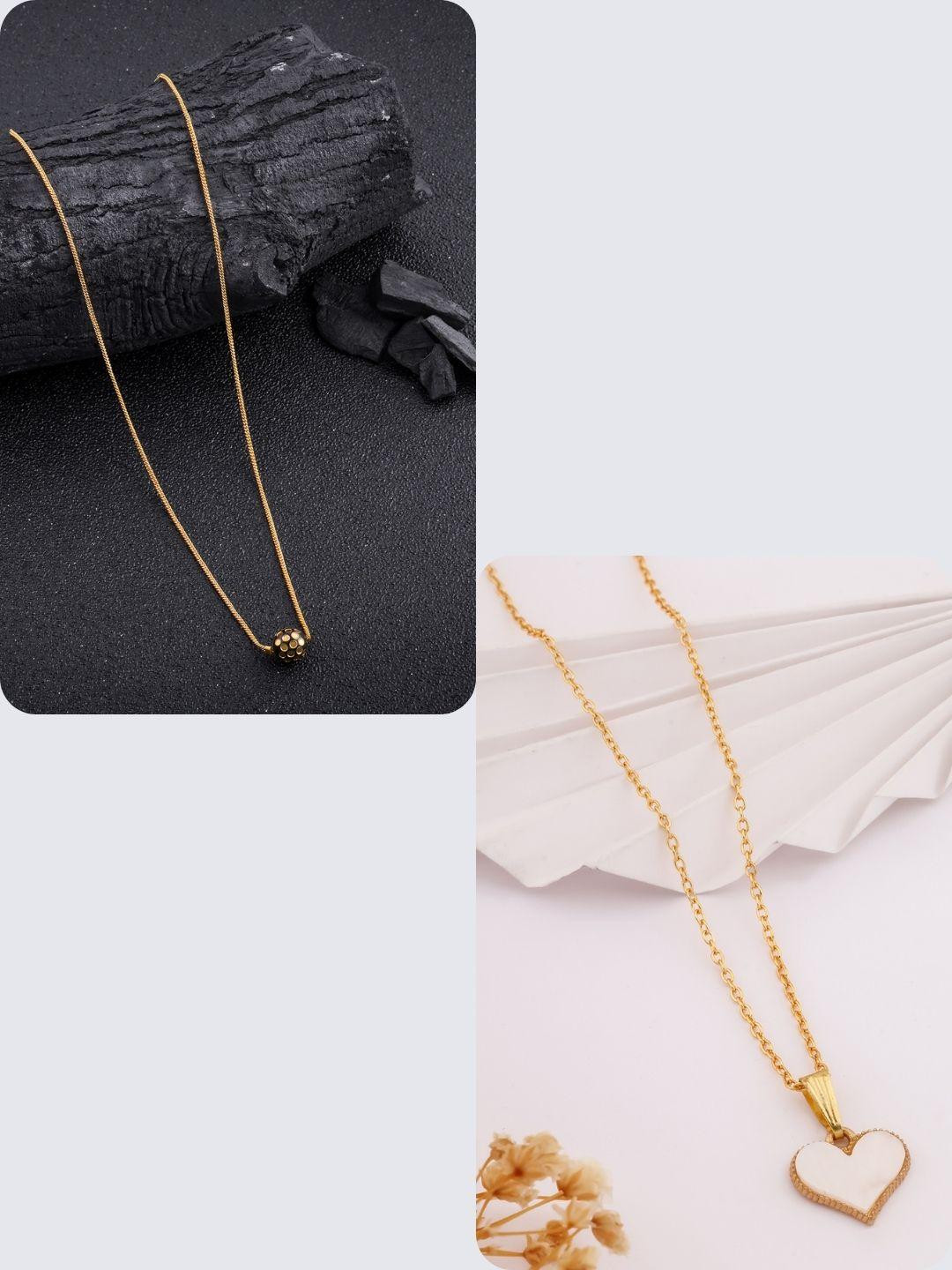 DressBerry 2-Piece Gold-Plated Pendant Chain Necklace