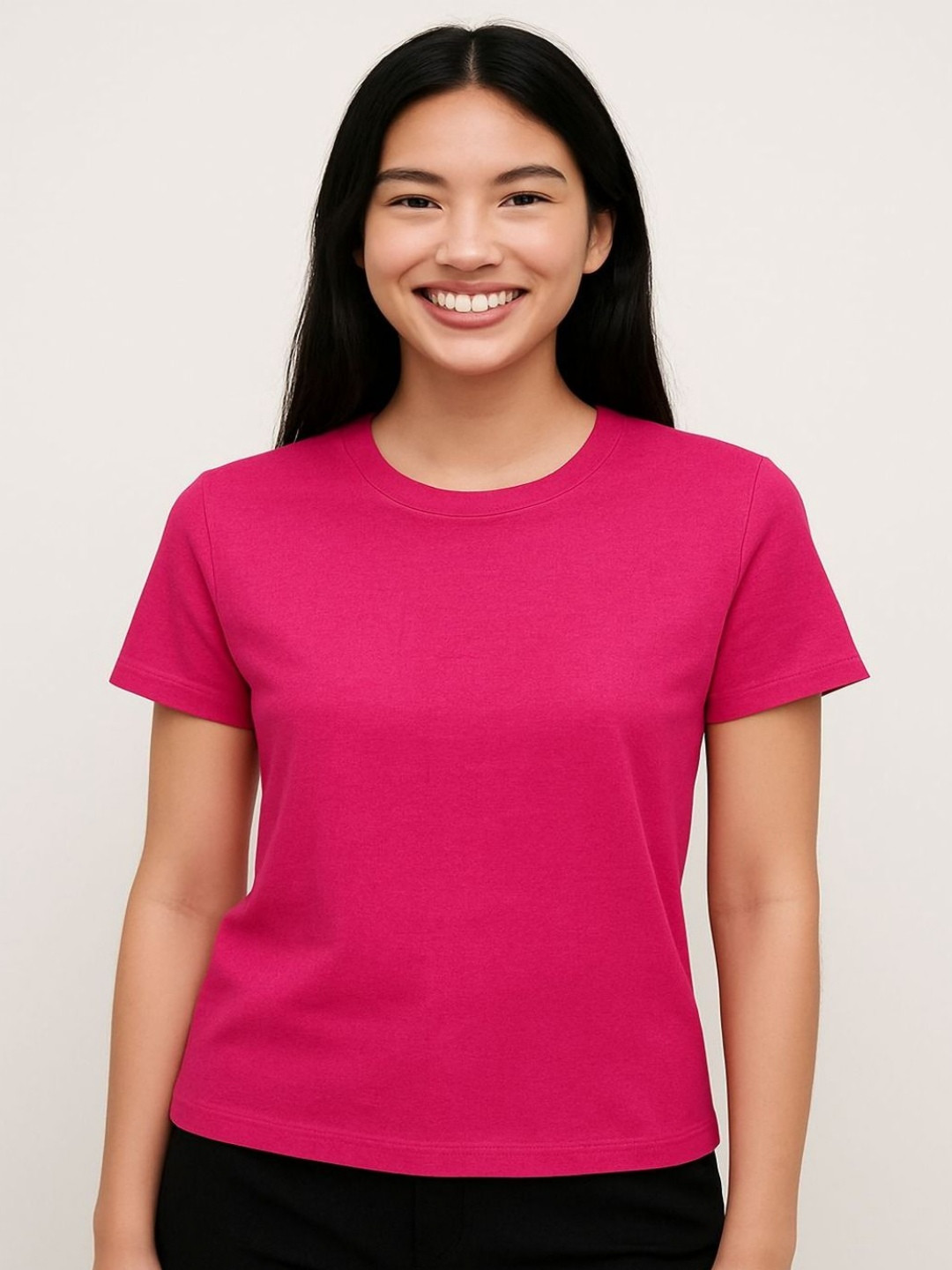 GAB Round Neck Short Sleeves Regular Fit Pure Cotton Casual T-Shirt