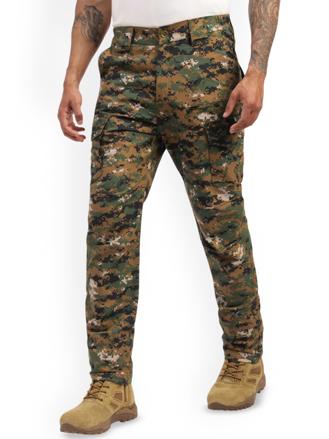 MOUNTMILLER Men Camouflage Printed Regular Fit Mid-Rise Cargos