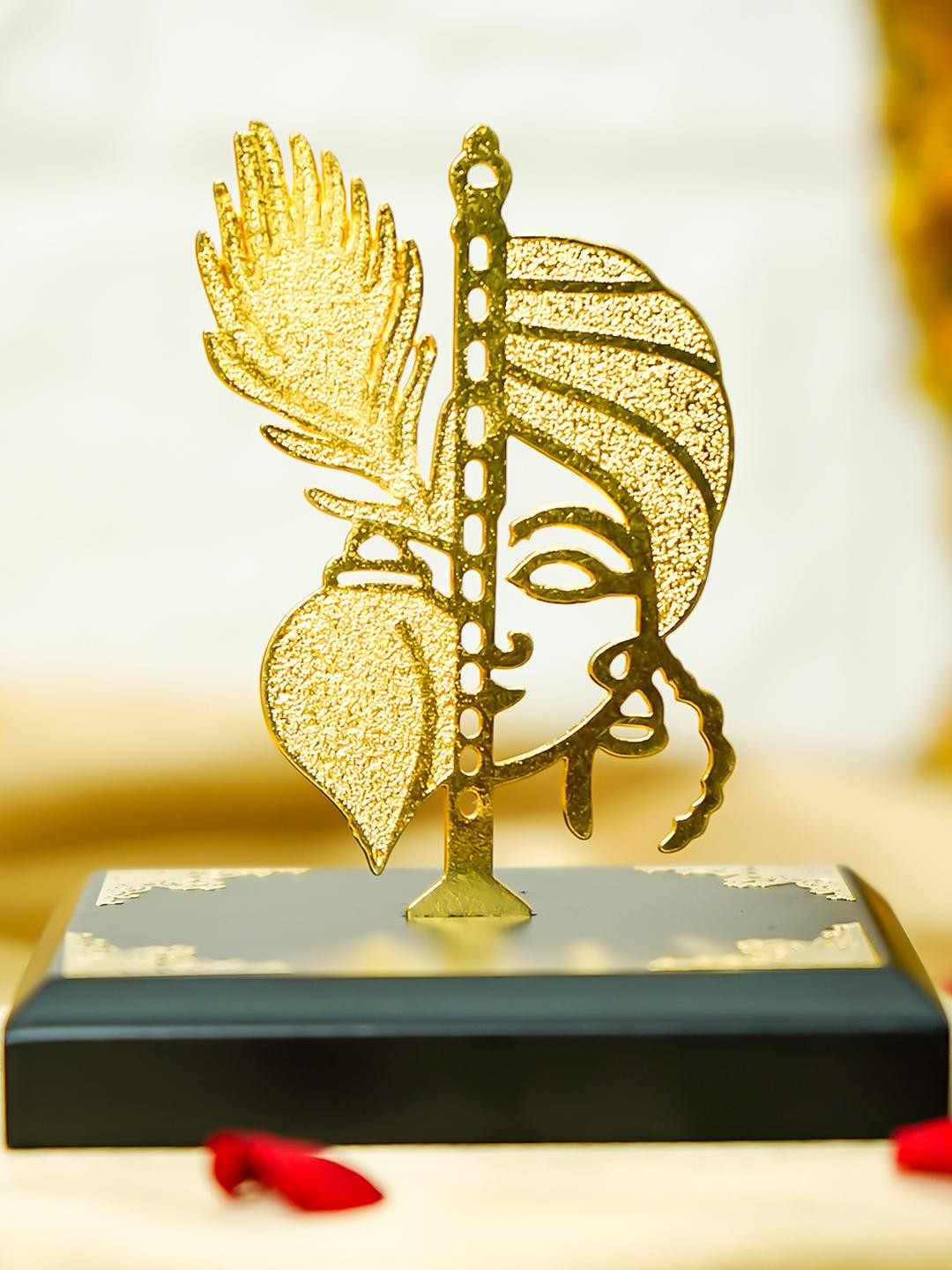 Ekhasa Golden Lord Krishna Idol for Car Dashboard Showpiece