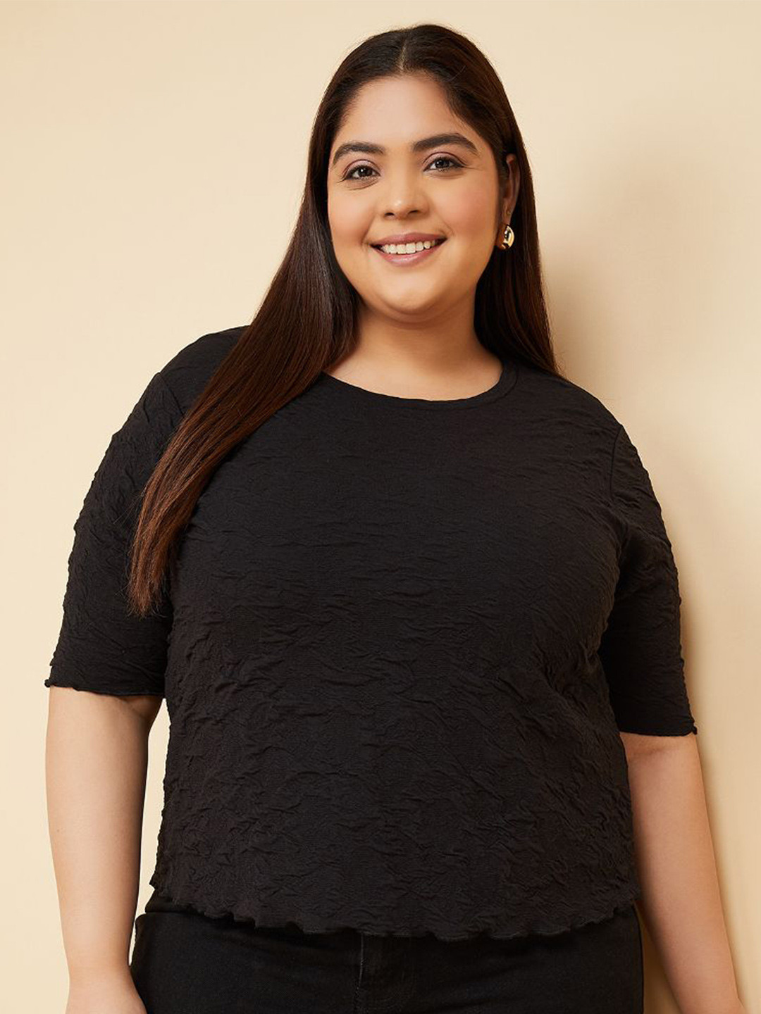 max Women Plus Size Textured Top