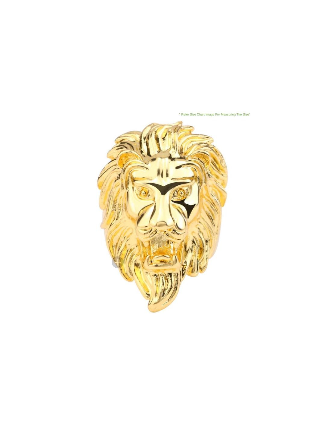 Vaiseema Gold Plated Lion Head Ring