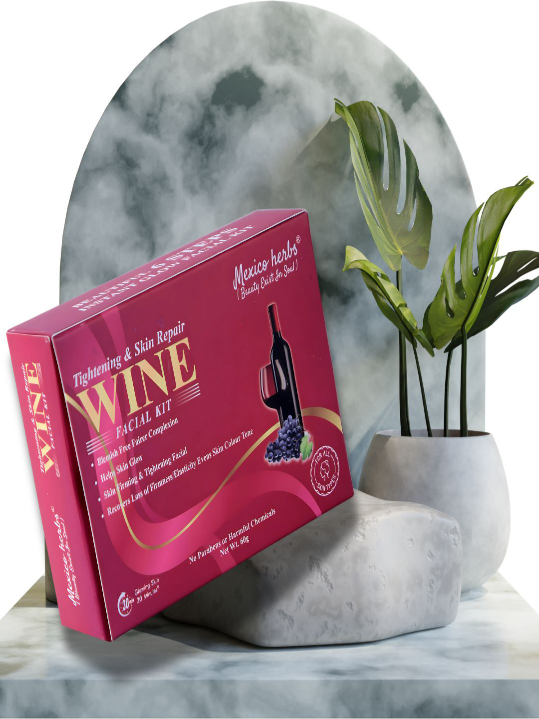 Mexico herbs Radiant Hydra Red Wine Cellular Glow Facial Kit - 60 g