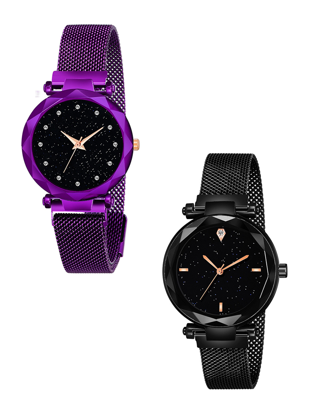 CSAMON Women Dial & Stainless Steel Bracelet Style Straps Analogue Watch GR_379_Purple_12_black_4_figar