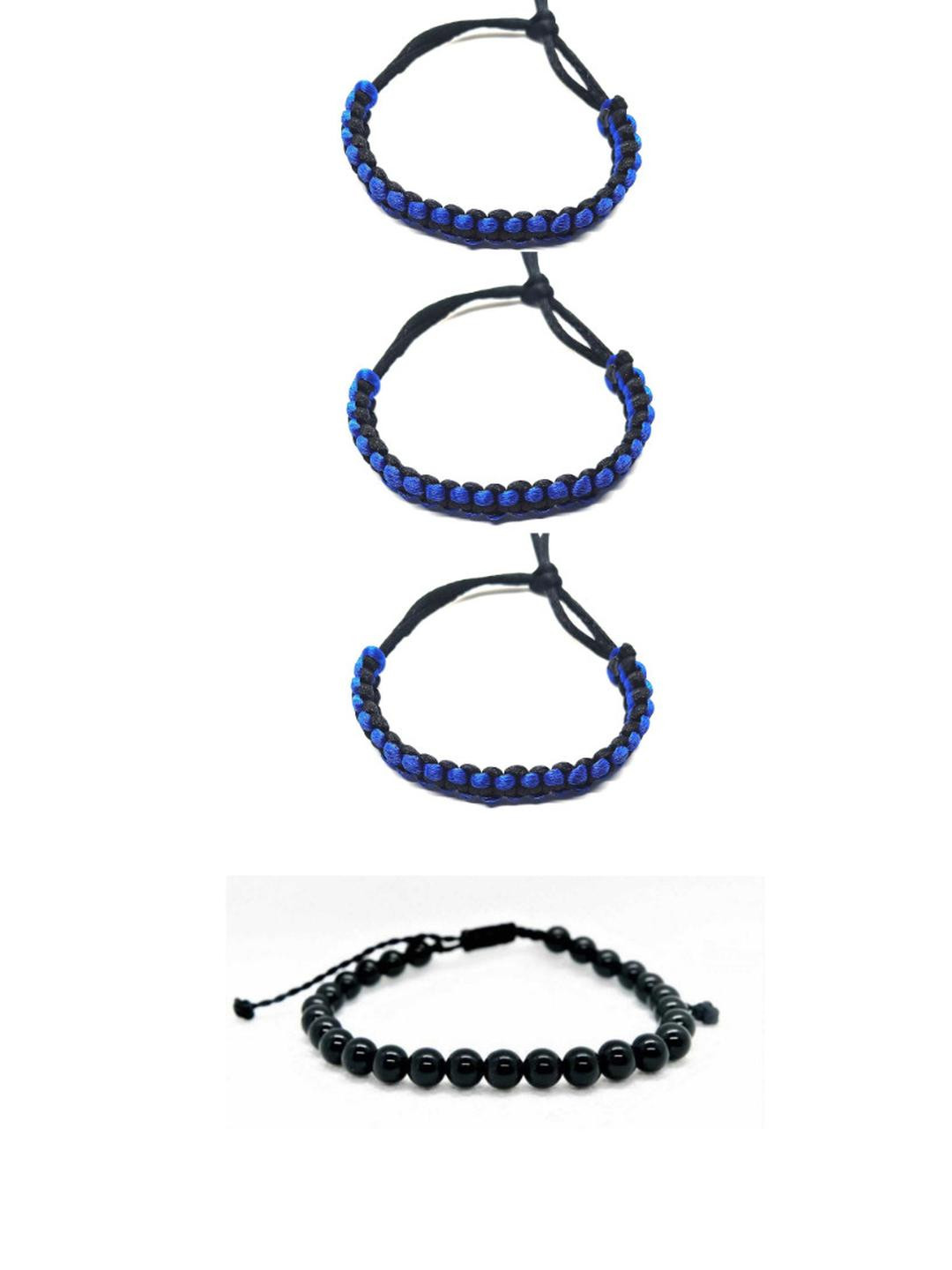 Dynamic Retail Global Women Pack Of 4 Blue & Black Drawstring Bracelets