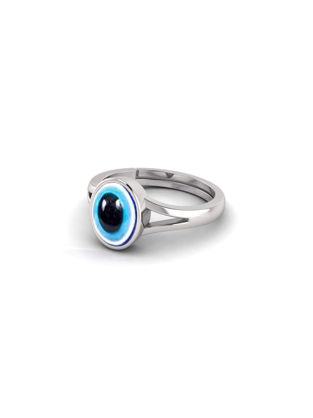 Blue Evil Eye Protection Sterling Silver Plated Finger Ring,Evil Eye Ring Adjustable Finger Ring
