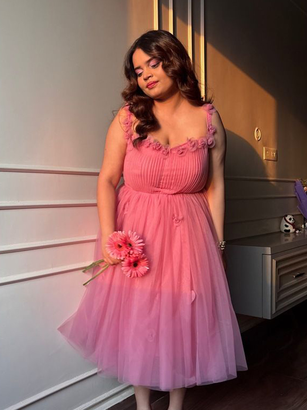 TAILORMADE CLOTHING Women Shoulder Straps Tulle Fit and Flare Dress