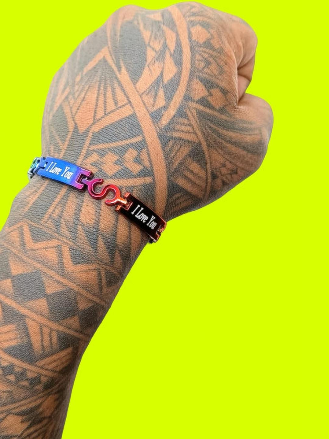 Dynamic Retail Global Men Multi Colored Stainless Steel Alloy Ethnic Link Bracelet