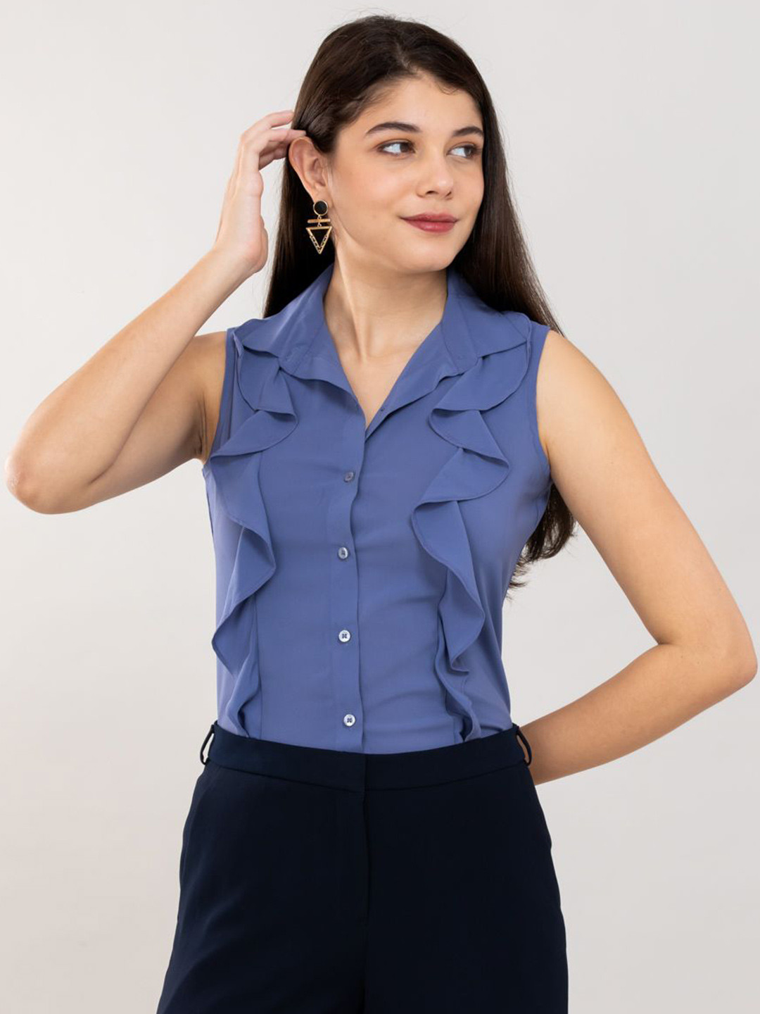 D'Almirah Crepe Shirt Style Top
