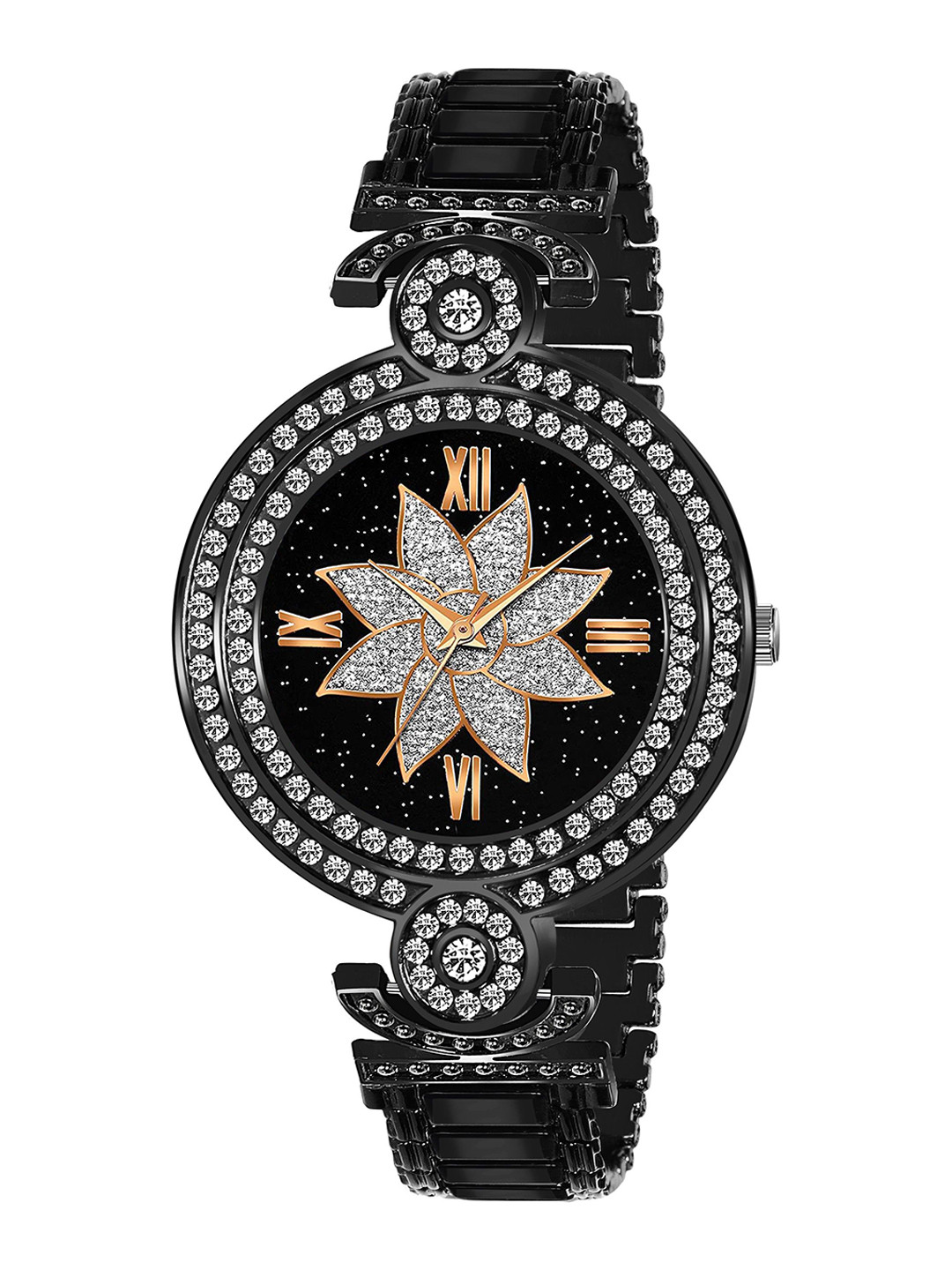 CSAMON Women Embellished Dial & Bracelet Style Straps Analogue Watch GR_104 Flower