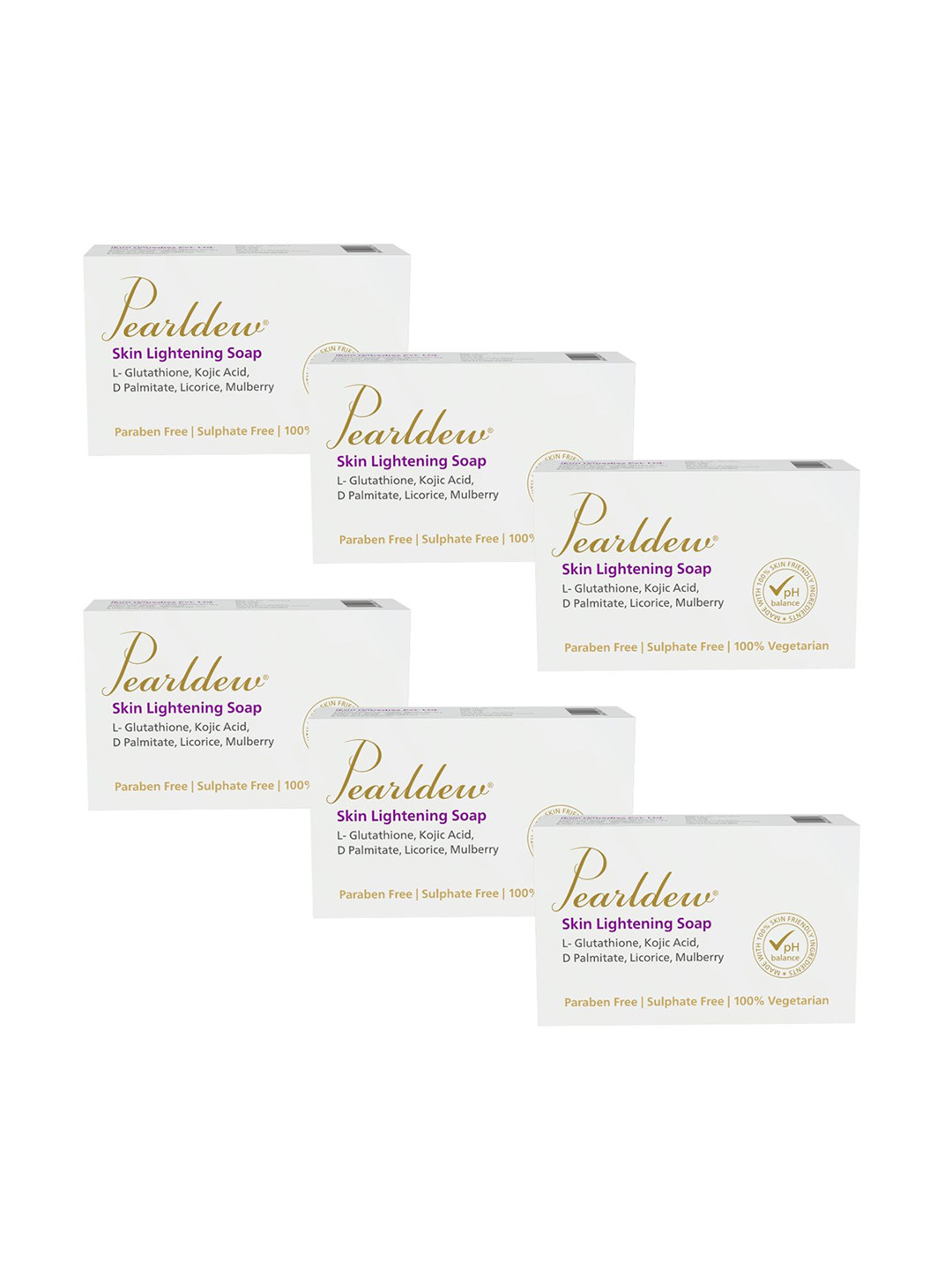 Pearldew Set Of 6 Skin Lightening Soap With Kojic Soap- 75 g Each