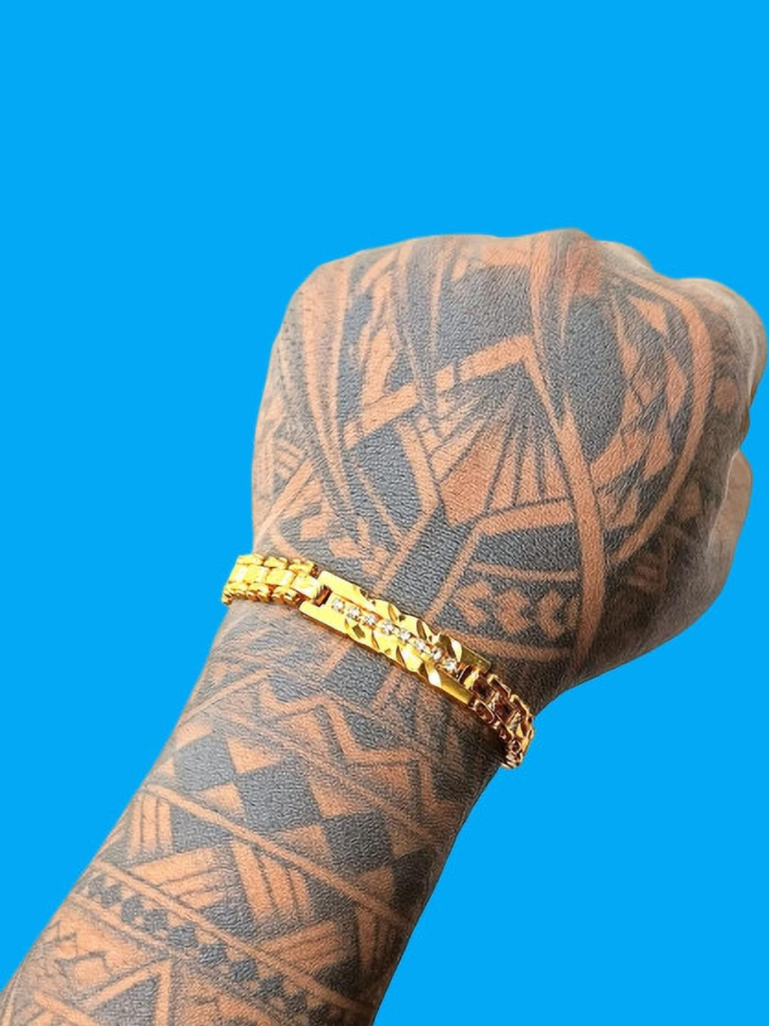 Dynamic Retail Global Men Gold Color Stainless Steel Gold-Plated Link Bracelet