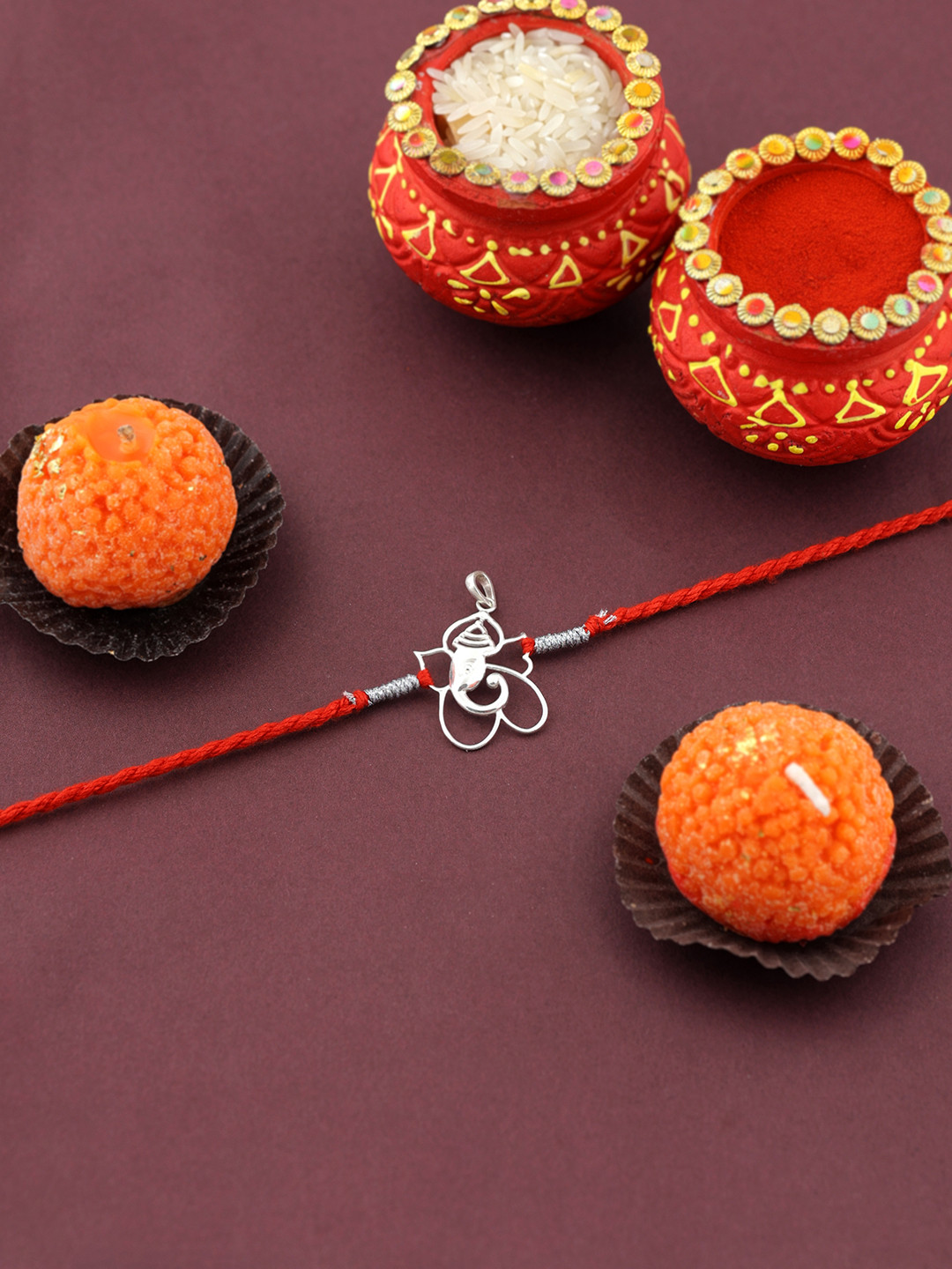 VIRAASI Bhaiya Bhabhi Rakhi With Candle & Greeting Card & Roli Chawal