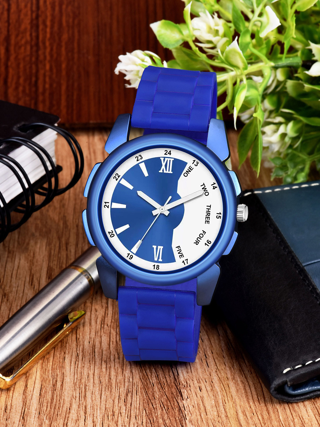 CSAMON Men Printed Dial & Straps Analogue Watch J16 C1002BLU D NEW PU
