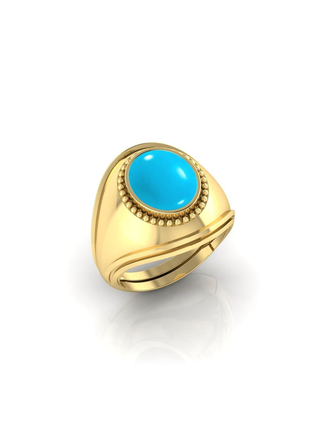 8.25 Ratti Unisex Turquoise Gold-Plated Ethnic Brass Adjustable Ring