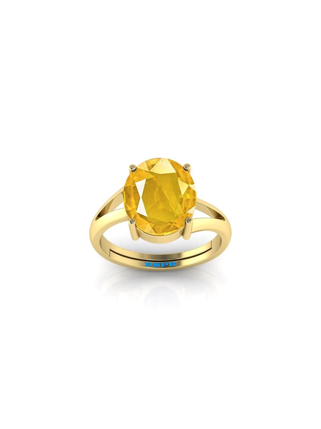 14.25 Ratti Unheated Untreatet A+ Quality Natural Yellow Sapphire Pukhraj Gemstone Ring