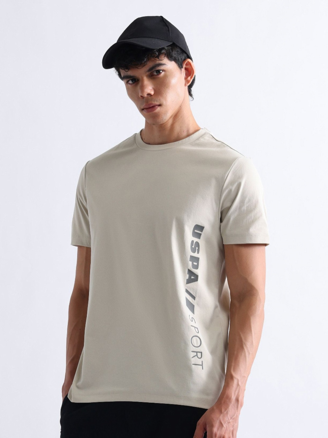 USPA Active Brand Logo Printed Slim Fit Sports T-shirt