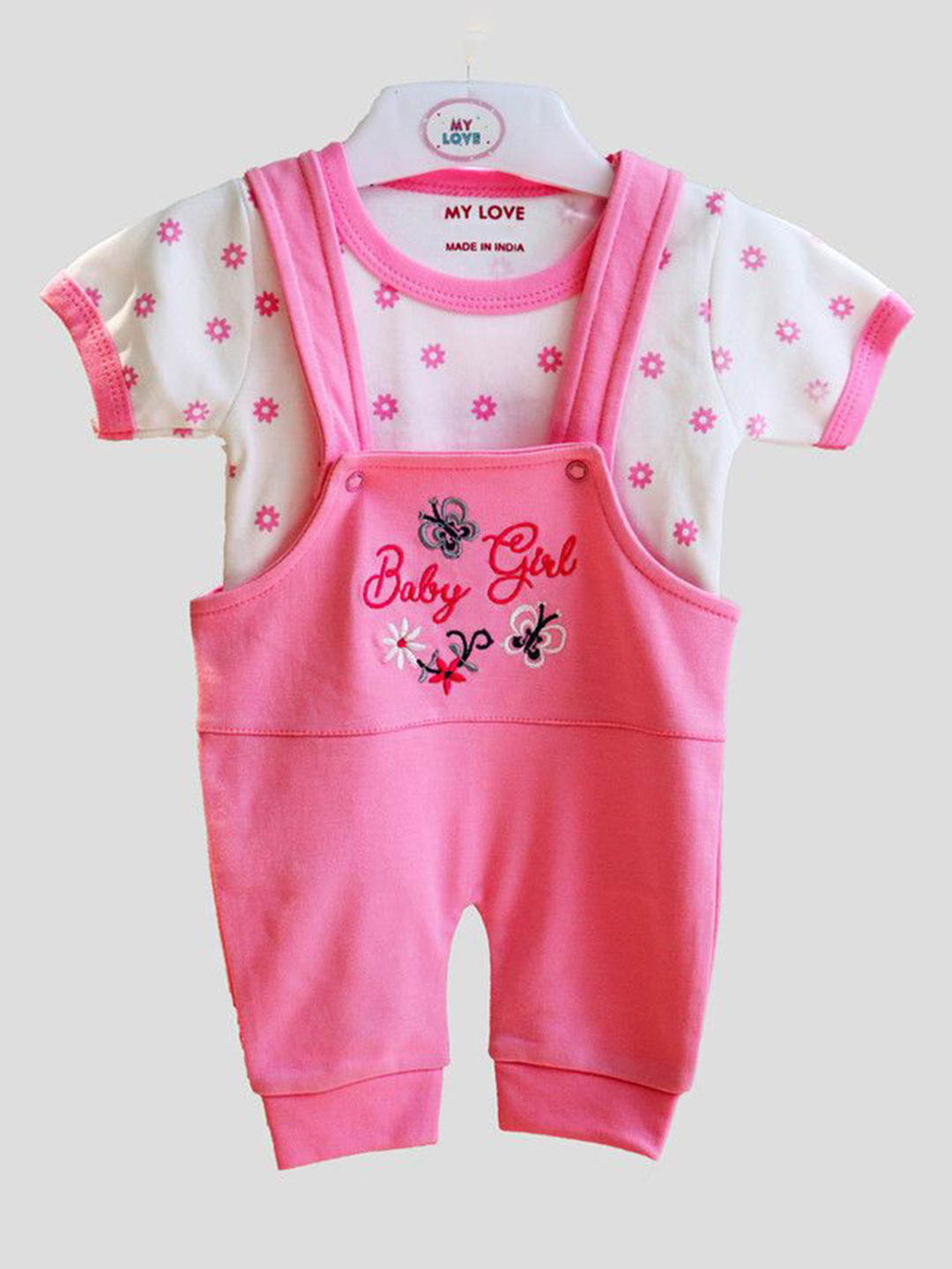 LUV-DUB Infant Floral  Dungaree With T-Shirt