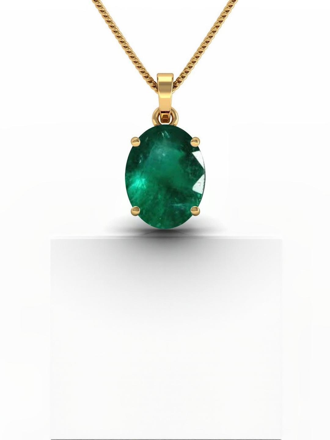 8.25 Ratti Natural Emerald Loose Gemstone Panna Gold Plated Pendant Locket for Men and Women