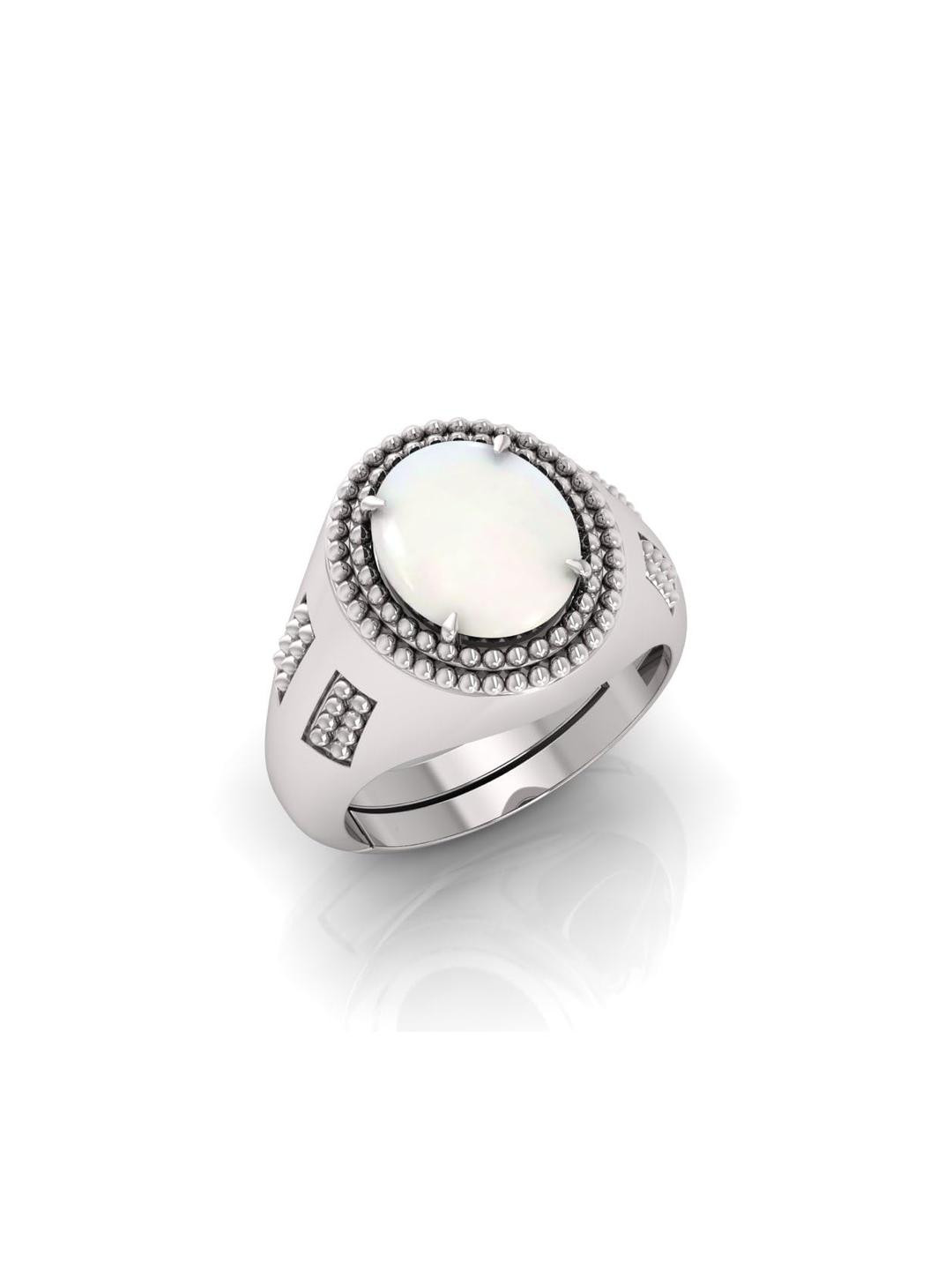 11.25 Ratti Moonstone Stone Certified Gemstone Silver Plated | Adjustable Ring With Lab Certificate