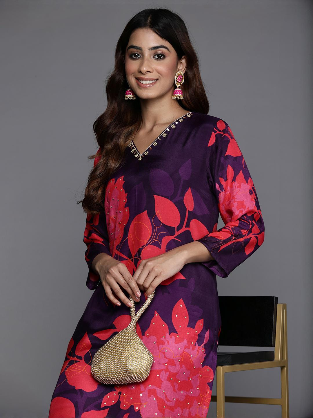 KSUT Violet Pure Silk Kurta Sets
