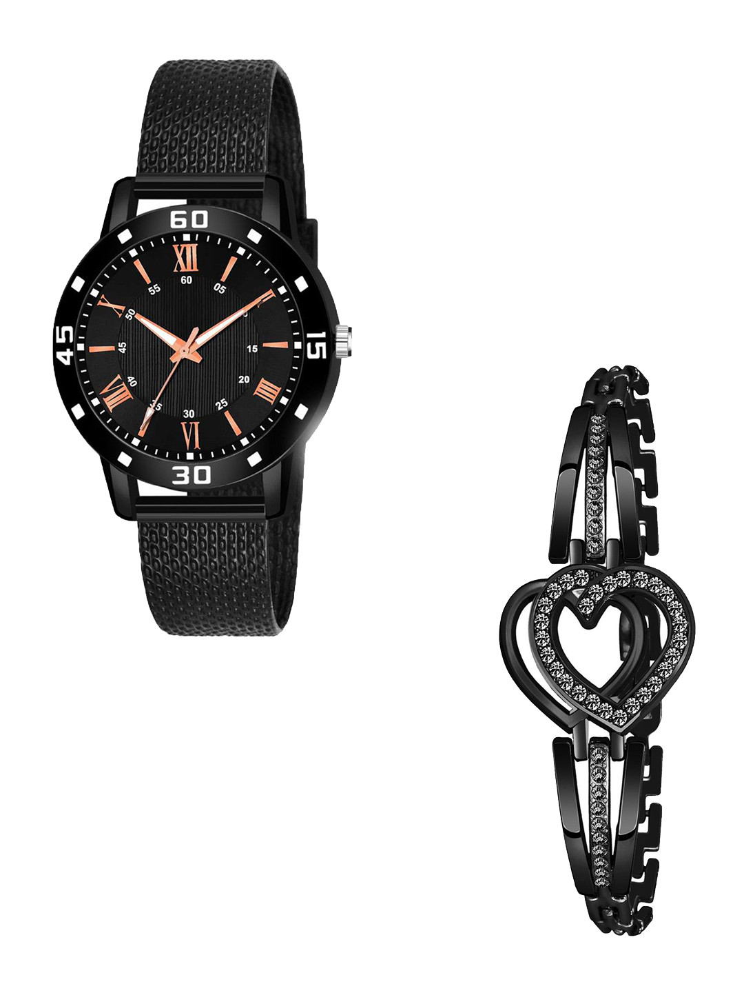 CSAMON Women Pack of 2 Analogue Watch with Bracelet 1016 BLK AVIYO S W H Breclect