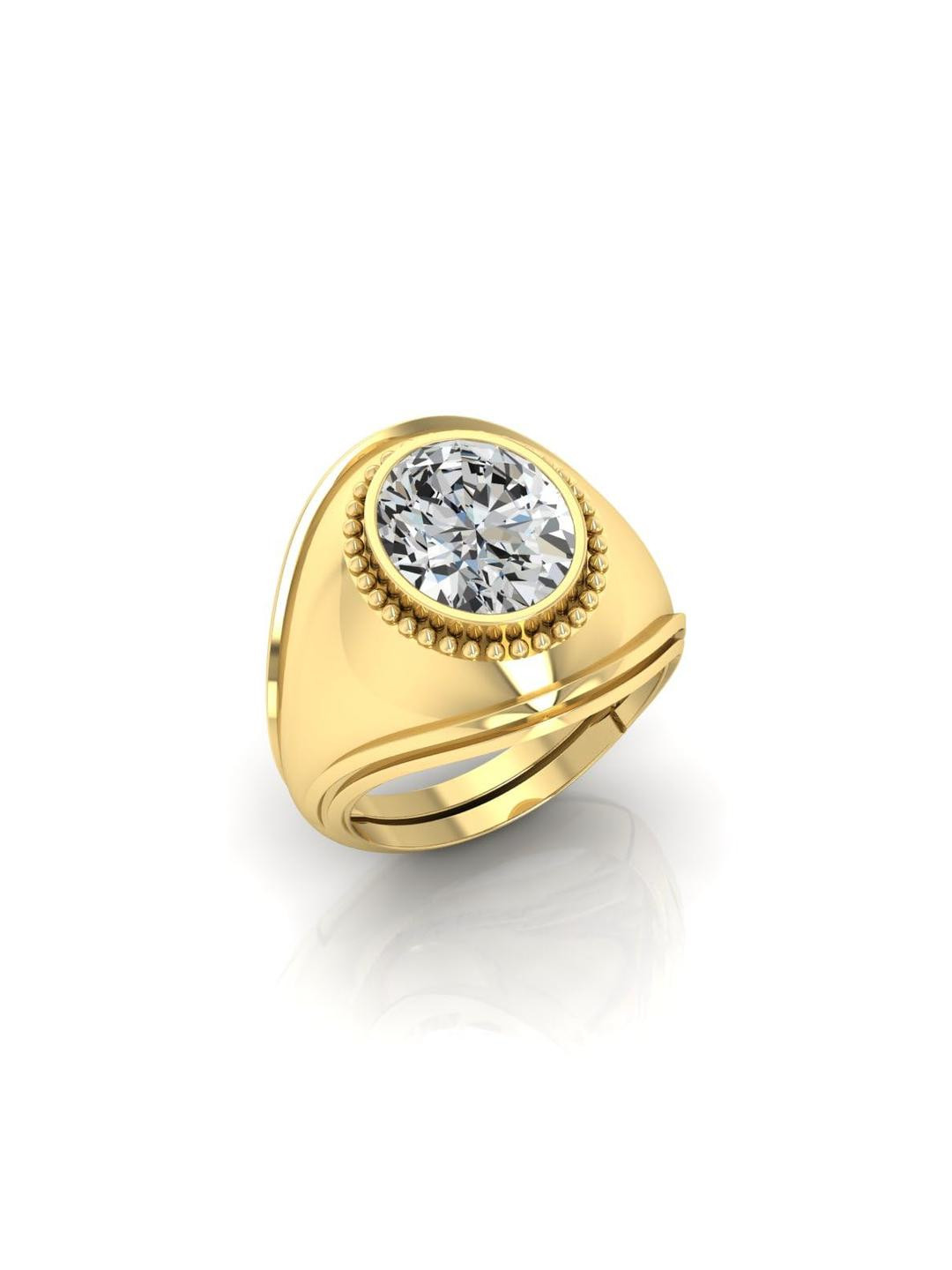 4.25 Ratti White Zircon Stone Gemstone Gold Plated Adjustable Ring