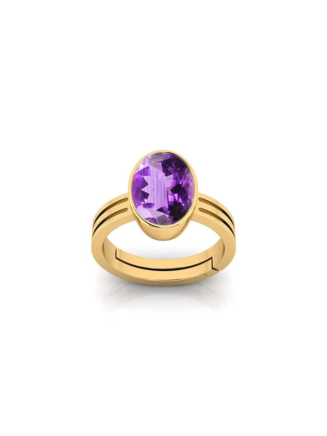 5.25 Ratti Amethyst Ring Katela Ring Natural Amethyst Stone Ring Astrological Birthstone Gold Plated