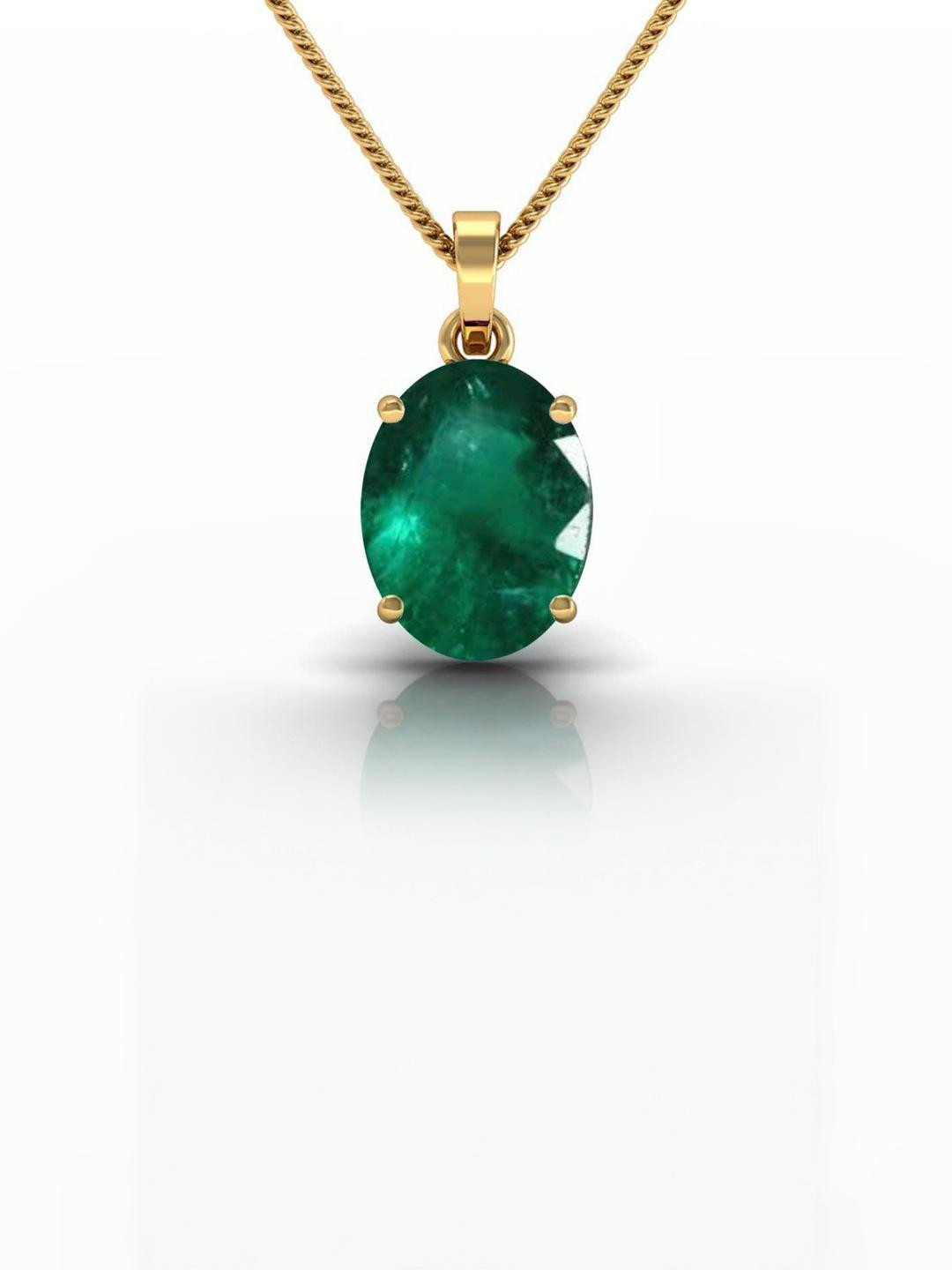12.25 Ratti Lab Certified Natural Emerald Loose Gemstone Panna Gold Plated Pendant Locket