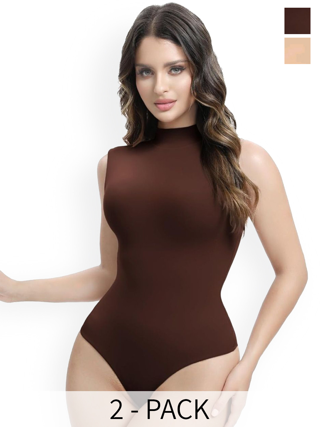 ZEROZABAR Pack Of 2 Seamless High Neck Bodysuits