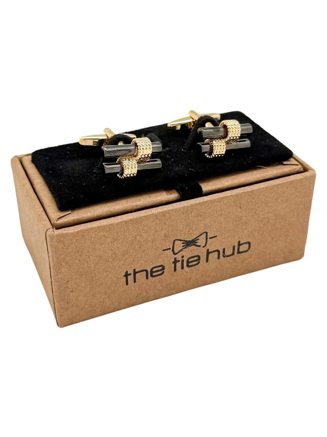 The Tie Hub Men Gold & Black Brass Cufflinks