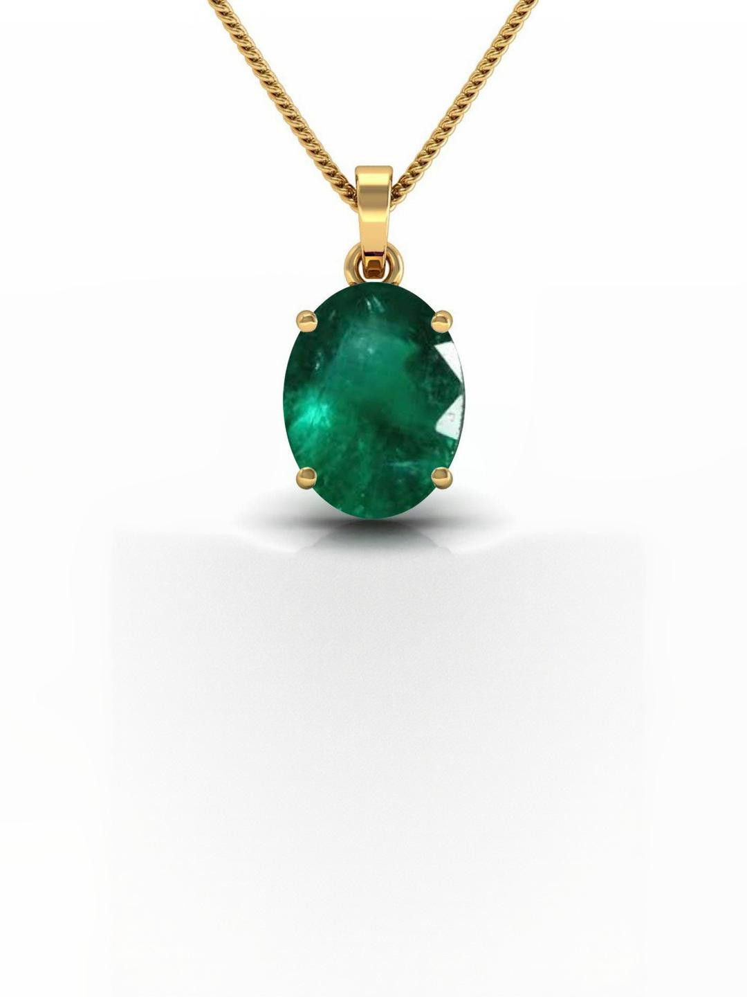 Todani Jems Gold Plated Natural Emerald Gemstone Gold Plated Pendant