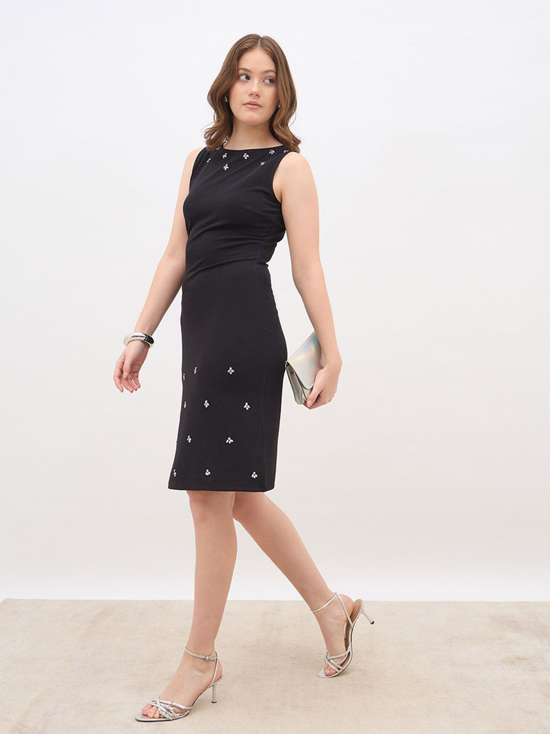 Styli Women Embellished Beads And Stones Sheath Dress