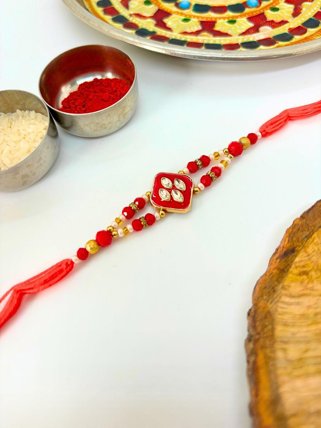 Tipsy closet Meenakari Stone Studded Wraparound Rakhi